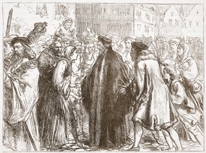 Mottagande av John Huss i Nürnberg, illustration från The History of Protestantism av James Aitken Wylie (1808-1890), pub. 1878 av English School