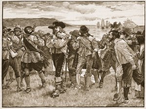 Mottagning av Viscount Wimbledon i Plymouth, illustration från Cassells Illustrated History of England (sepiafoto) av English School