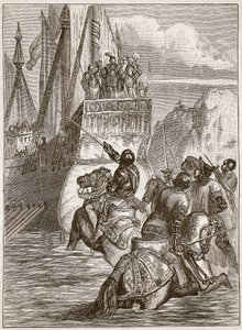 Mottagning av kejsaren Sigismund, illustration från Cassells Illustrated History of England (sepiafoto) av English School