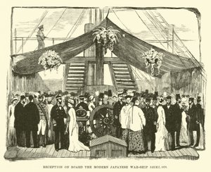 Mottagning ombord på det moderna japanska krigsfartyget Seiki, 1878 av English School