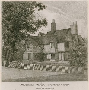 Rector House i Newington Butts, Southwark, London, från sydost av English School