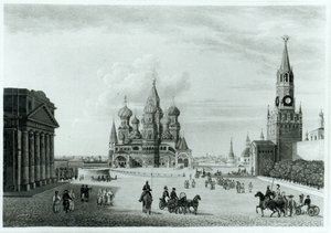 Röda torget, Moskva, från The Character of the Russians and a Detailed History of Muscovy av Robert Lyall, publicerad 1823 av English School