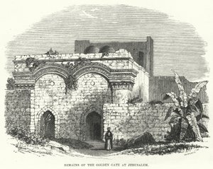 Rester av Golden Gate i Jerusalem (gravyr) av English School