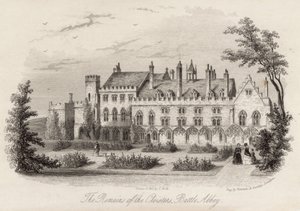 Rester av klostret vid Battle Abbey av English School