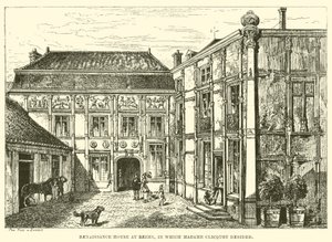 Renässanshuset i Reims, där Madame Clicquot bodde (gravyr) av English School