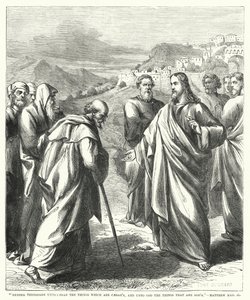Ge därför kejsaren det som är kejsarens och Gud det som är Guds, Matteus XXII, 21 (gravyr) av English School