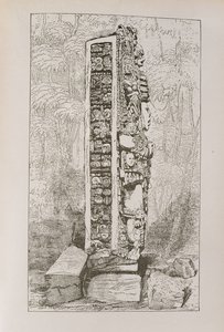 Representation av Mayan hieroglyfer på en Stele, från "Narrative and Critical History of America", pub. år 1889 av English School