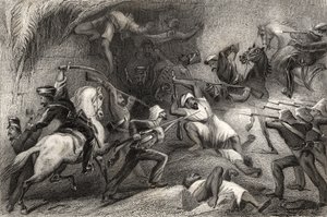 Repulse of a sortie from Delhi, från "The History of the Indian Mytery" publicerad 1858 av English School