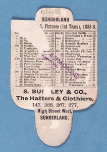 Baksidan av Cant be Beaten. Spela Up Sunderland. Buckleys hattar