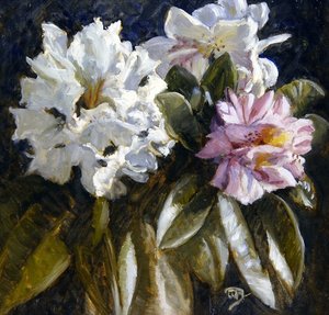 Rhododendron (olja på papper) av English School