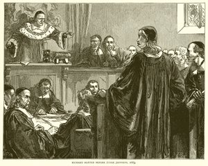 Richard Baxter inför domaren Jeffreys, 1685 av English School
