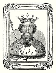 Richard II föddes 1366, kröntes 1377 och mördades 1399 (gravyr) av English School