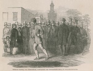 Richard Manks, fotgängaren, klarar sin tusende mil på Kennington Oval av English School