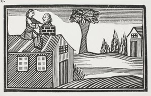 Råna huset på dess bacon, illustration från Chap-books of the Eighteenth Century av John Ashton, pub. 1882 av English School