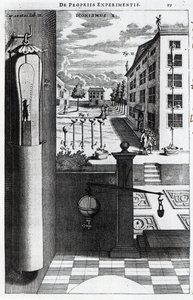 Robert Boyles designar och idéer för vakuumpumpen publicerad 1669 av English School