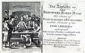 Robin Hood och hans mor underhölls av Esq Gamnell i Gamnell Hall, frontispice till 