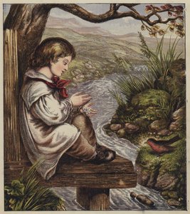 Robins julsång (färglitografi) av English School