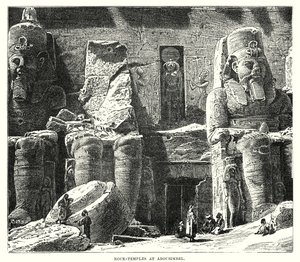 Klipptempel vid Abousimbel (gravyr) av English School