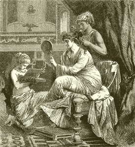 Roman Lady på hennes toalett av English School