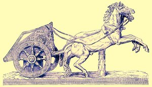 Romersk racervagn, illustration från Cassells Illustrated Universal History av Edward Ollier, publicerad 1890 (digitalt förbättrad bild) av English School
