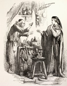 Romeo köper gift från apoteket, illustration från Romeo och Julia, från 
