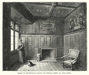 Rum i Edinburgh Castle där James VI föddes (gravyr) av English School