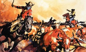 Viehtrieb im Wilden Westen