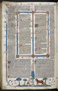 Royal 10 E IV fol. 294v Man attackerar en oxe, från Smithfield Decretals (Decretals of Gregory IX) c.1340 (vellum) av English School