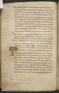Royal 13. A.XI, f.47vInitial P.De temporum ratione.Bede the Venerable.Miscellany of computus and astronomi.11th century-12th century av English School