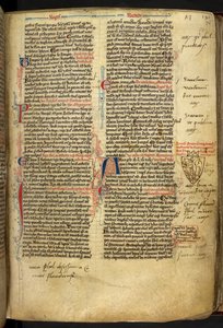 Royal 14 C.VII ff.86v Bordsdekoration med Rikard Lejonhjärtas vapensköld, illustration från 