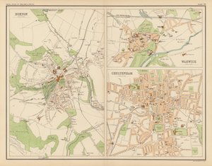 Royal Atlas, c 1900: Buxton; Warwick; Cheltenham (färg litho) av English School