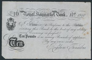Royal Haymarket Bank, skämtteatralisk sedel av English School