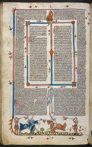 Royal MS 10 iv f.065v Knights Jousting med marginaldekor, illustration från 