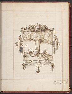 Royal MS 18 A XLVIII, fol. 12r, Emblem med latinskt motto från George Gascoines presentationsexemplar av Eremiten Hemetes av English School