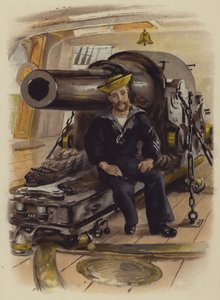 Frivillig från Royal Naval Artillery (färglitografi) av English School