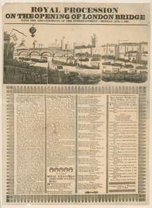 Kunglig procession vid öppningen av London Bridge, 1 augusti 1831 av English School