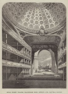 Royal Surrey Theatre, Blackfriars Road, London, Mr John Ellis, arkitekt (gravyr) av English School