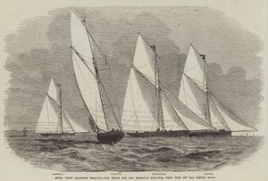 Royal Yacht Squadron Regatta, Matchen om Hennes Majestäts Cup, den första tacklingen av Old Castle Point (gravyr) av English School