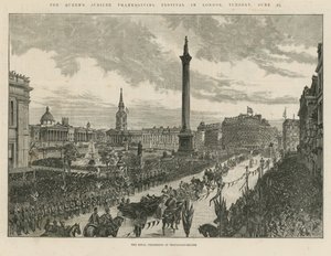 Kunglig procession på Trafalgar Square av English School