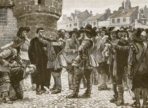 Royalistiska plottrar i Salisbury som förolämpar sheriffen, illustration från Cassells Illustrated History of England (sepiafoto) av English School