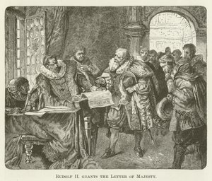 Rudolf II beviljar Majestätsbrevet av English School