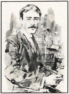 Rudyard Kipling (litho) av English School