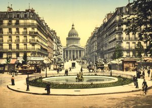 Rue Soufflot, Paris (handfärgat foto) av English School