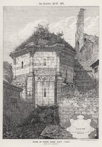 Ruinerna av Notre Dame Alet, Aude (gravyr) av English School