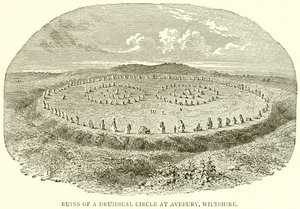 Ruinerna av en druidisk cirkel i Avebury, Wiltshire