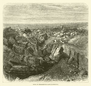Ruinerna av synagogan Tell-Hum (Kapernaum) (gravyr) av English School