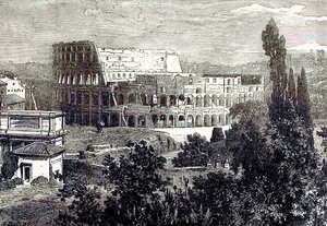 Ruins of the Colosseum, från Palatine, illustration från Cassells Illustrated Universal History av Edward Ollier, publicerad 1890 (digitalt förbättrad bild) av English School