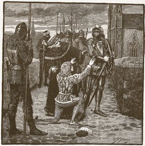 Rutland bönfaller Clifford att skona sitt liv, illustration från Cassells Illustrated History of England (sepiafoto) av English School