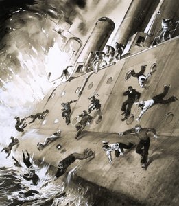Sjömän flydde HMS Natal som fattade eld i Cromarty Firth 1915 av English School