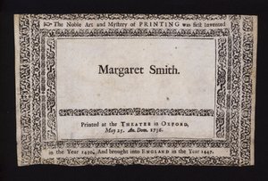 Provtryck utfört på Sheldonian Theatre, Oxford, den 25 maj 1736 (gravyr) av English School